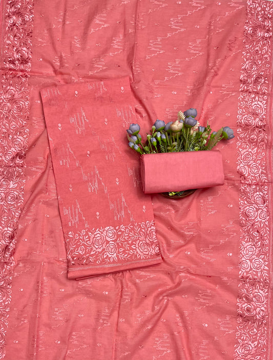 क्रेप गुलाबी सूट संग्रह / हाथ से पेंट किए गए सूट