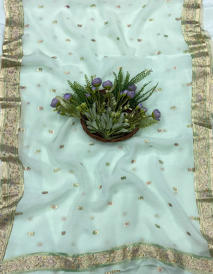 325B Organza Sea Green suits Fabric/ CKC Partywear Collection