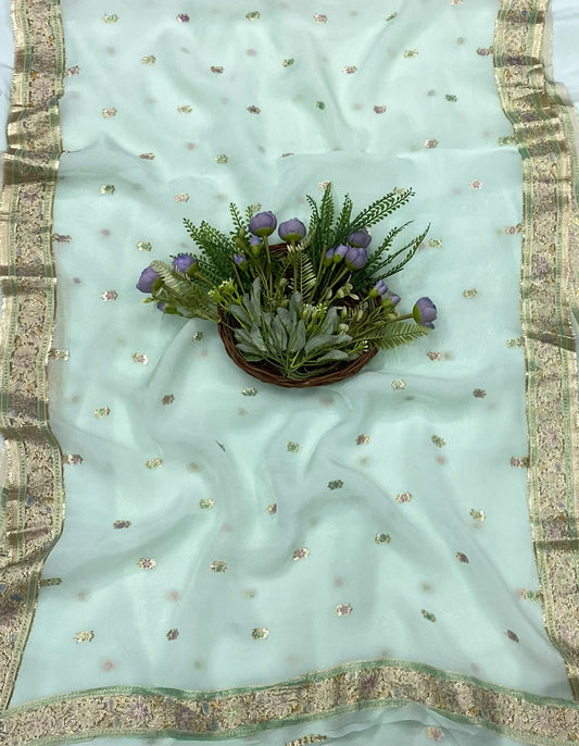 325B Organza Sea Green suits Fabric/ CKC Partywear Collection