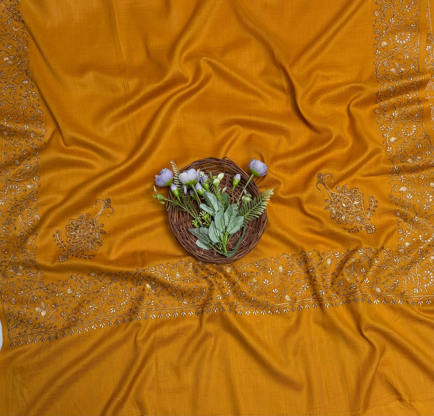 Pashmina Yellow Mustard Shawl Fabric / Pashmina Shawls