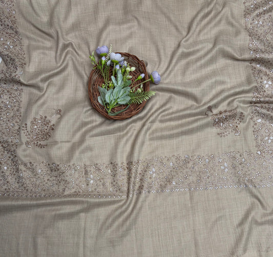 Pashmina Beige Shawl Fabric / Pashmina Shawls