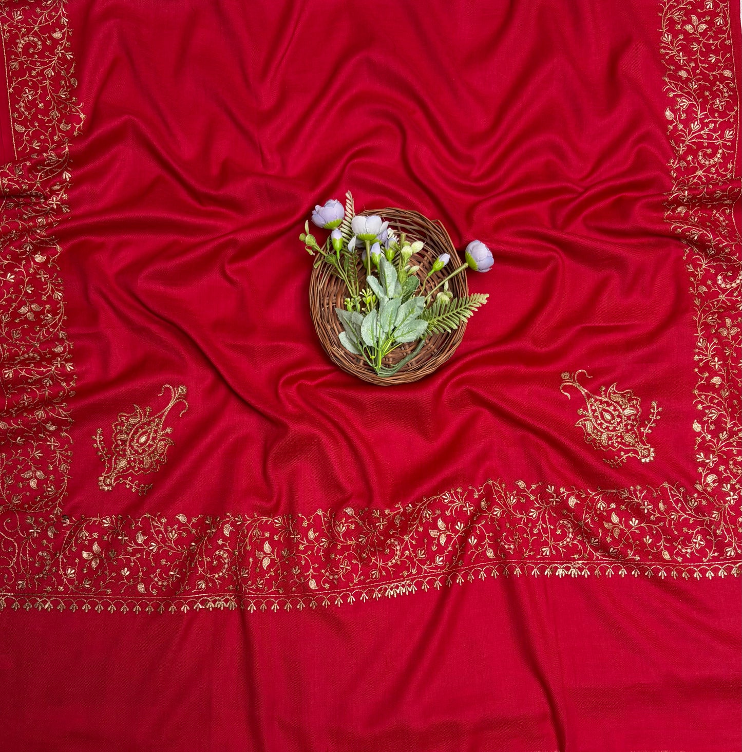 Pashmina Red Shawl Fabric / Pashmina Shawls