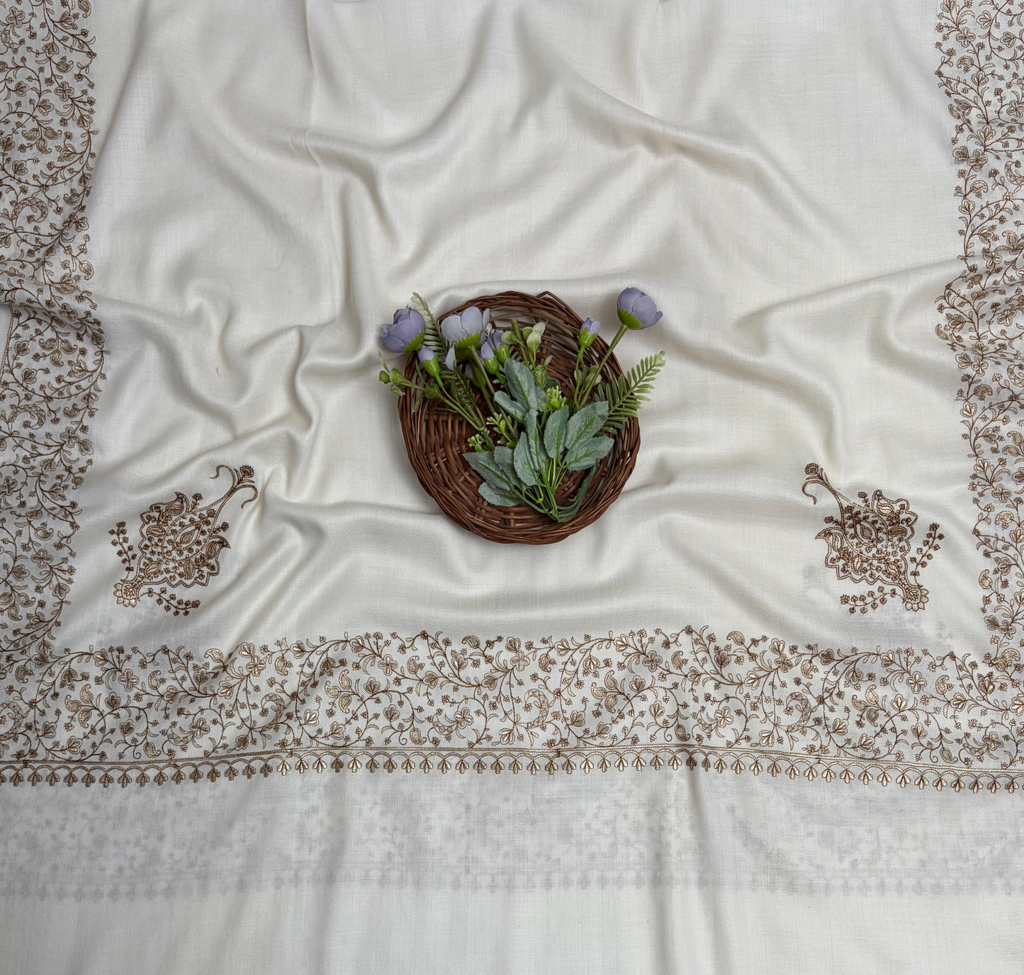 Pashmina Cream Shawl Fabric / Pashmina Shawls