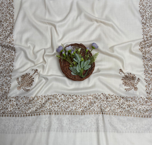 Pashmina Cream Shawl Fabric / Pashmina Shawls