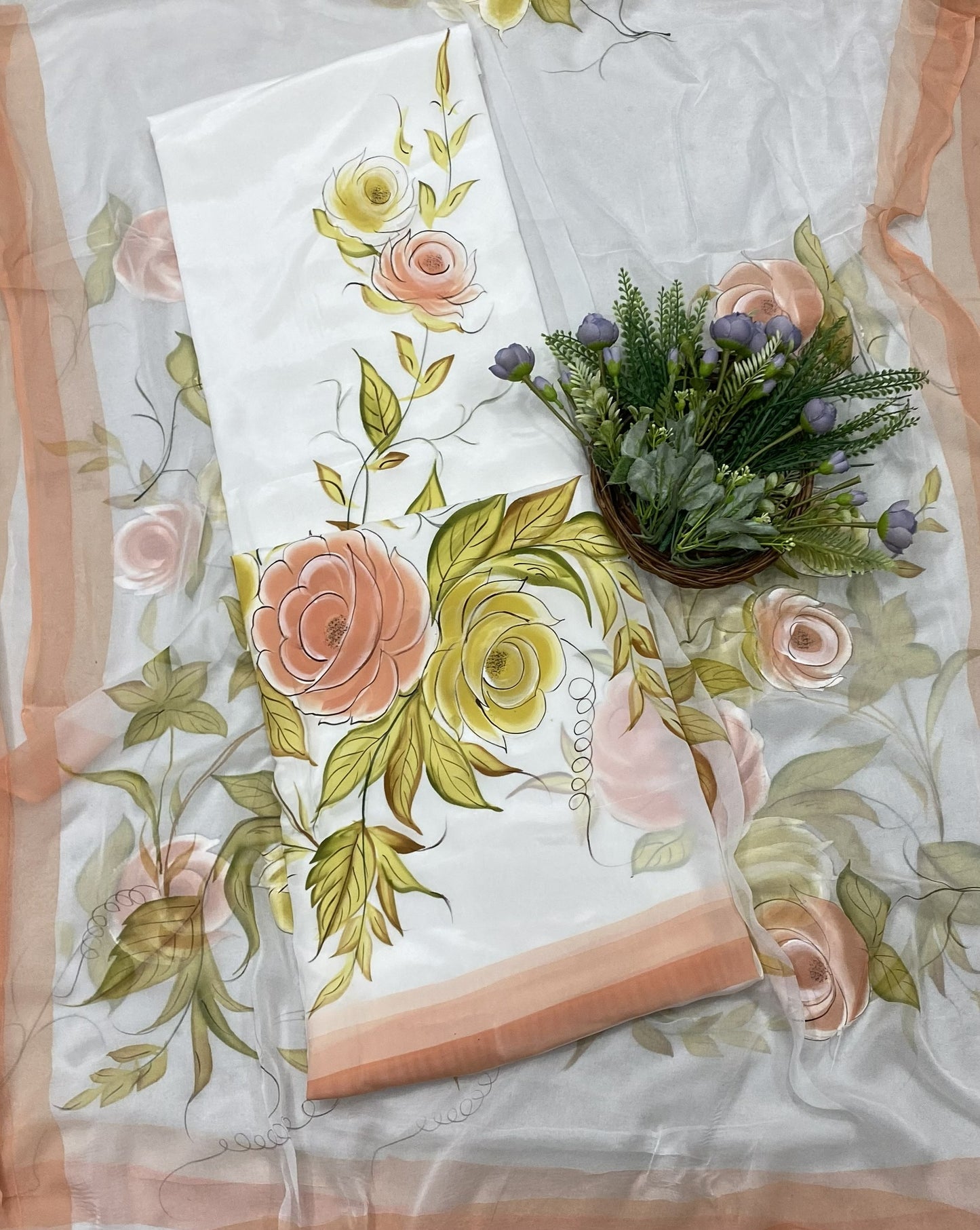 331B Crepe White with Peach Suit Fabric / CKC Crepe Suits