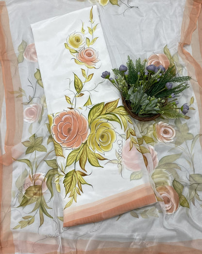 331B Crepe White with Peach Suit Fabric / CKC Crepe Suits