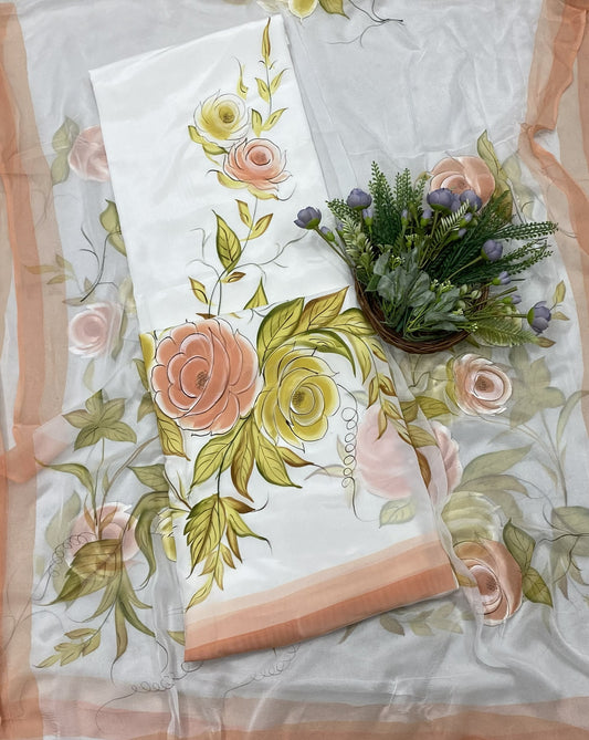 331B Crepe White with Peach Suit Fabric / CKC Crepe Suits