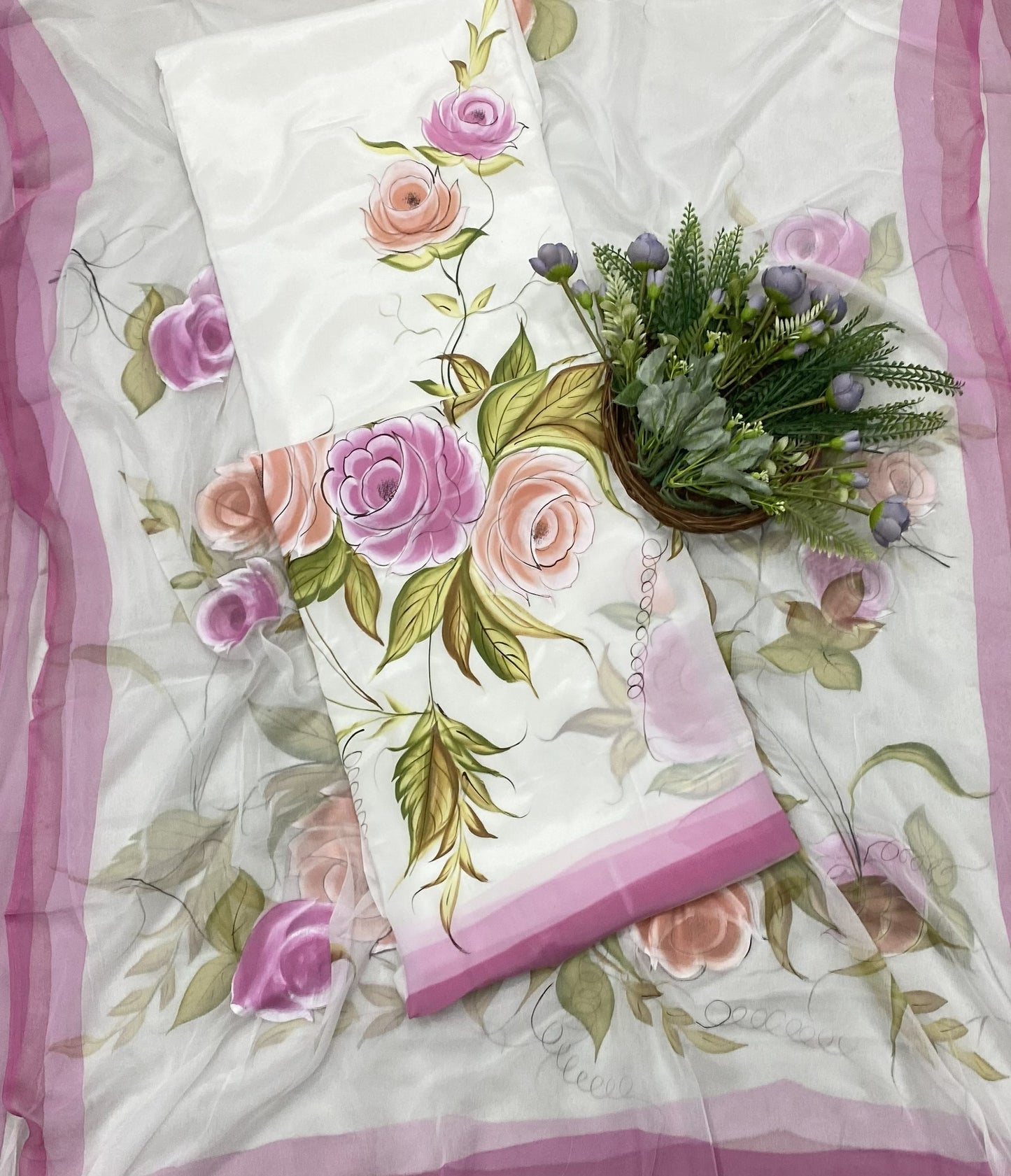 329B Crepe White with Pink Suit Fabric / CKC Crepe Suits