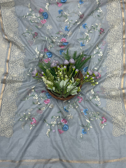 513B Mul Cotton Grey Suit Fabric / CKC Mul Cotton
