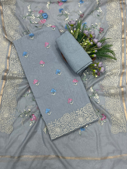 513B Mul Cotton Grey Suit Fabric / CKC Mul Cotton