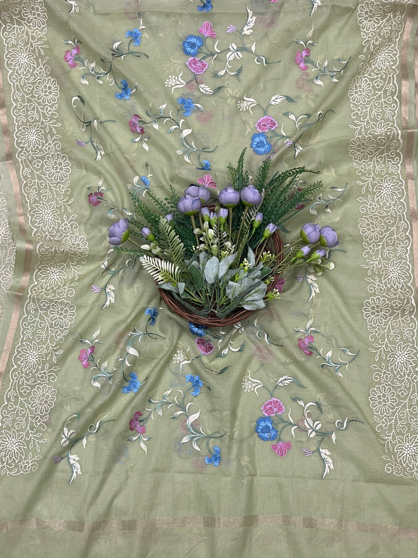 509B Mul Cotton Dusty Pista Suit Fabric / CKC Mul Cotton