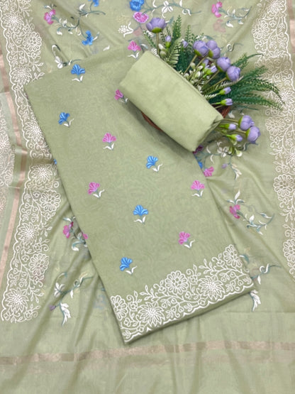 509B Mul Cotton Dusty Pista Suit Fabric / CKC Mul Cotton