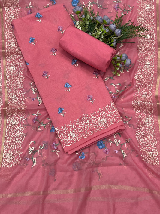 510B Mul Cotton Pink Suit Fabric / CKC Mul Cotton