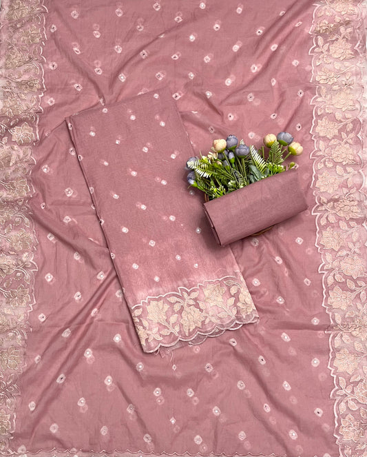 क्रेप गुलाबी सूट संग्रह / हाथ से पेंट किए गए सूट