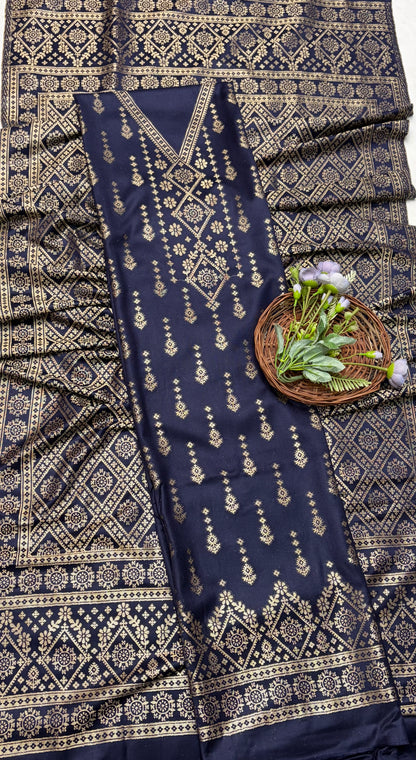 Pashmina Navy Blue Suit Fabric/ CKC Winter Suits