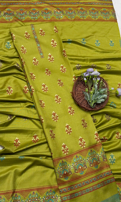 Pashmina Light Mehndi Green Suit Fabric/ CKC Winter Suits