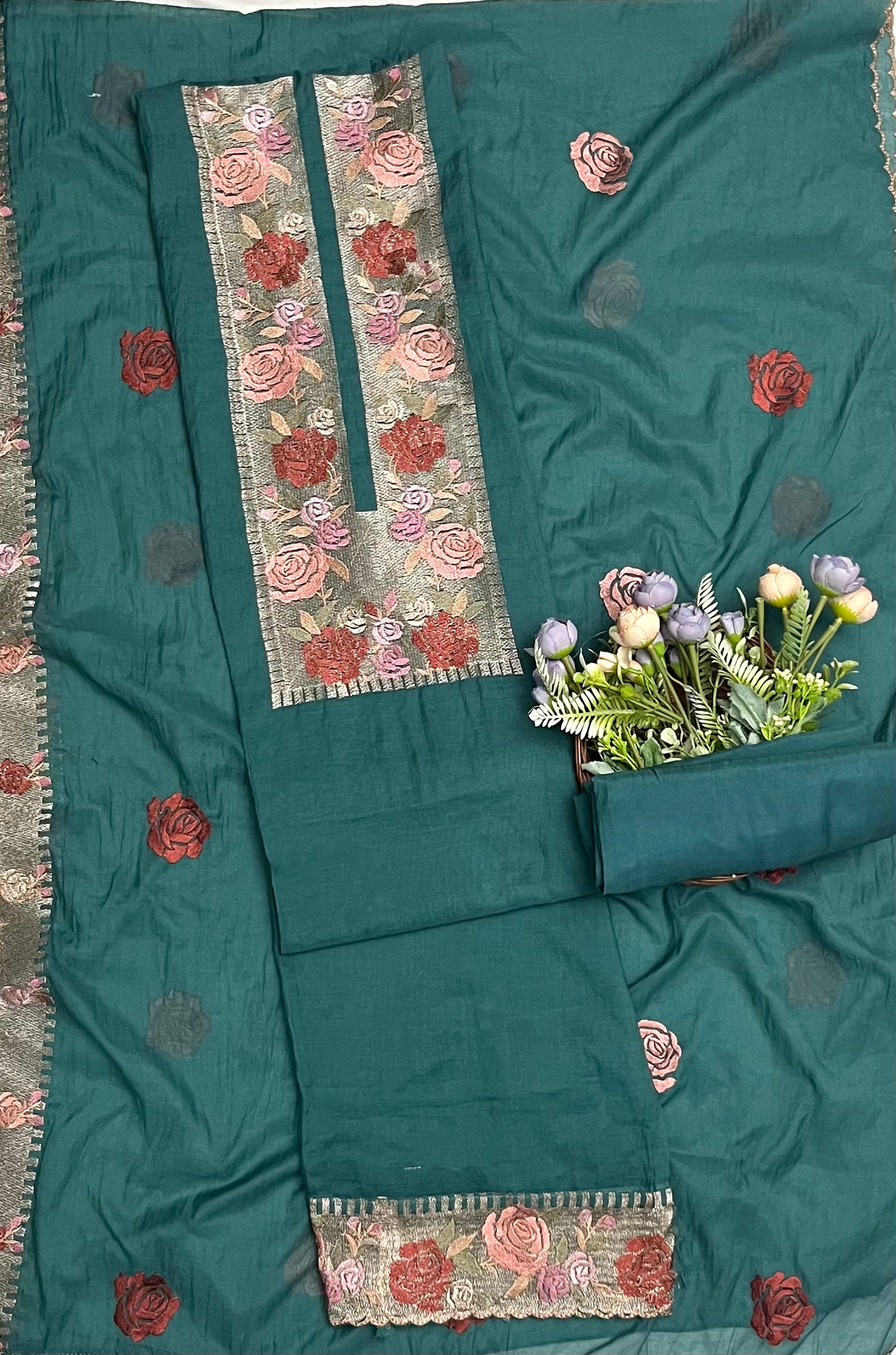 426A Mul Cotton Dark Sea Green Suit Fabric/ CKC Mul Cotton