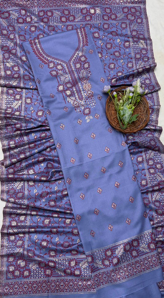 Pashmina Blue Suit Fabric/ CKC Winter Suits