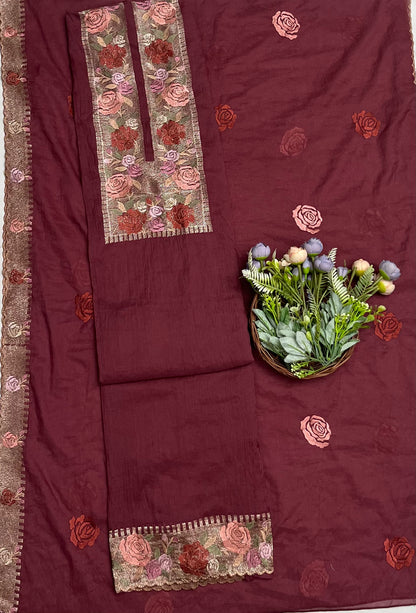 424A Mul Cotton Dark Wine Suit Fabric/ CKC Mul Cotton