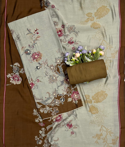 168A Muslin Beige With Dark Mustard Suit Fabric / CKC Muslin Suits