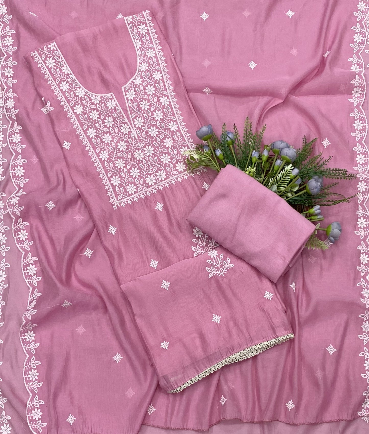 380B Mul Cotton Pink Suit Fabric/ CKC Mul Cotton