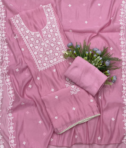 380B Mul Cotton Pink Suit Fabric/ CKC Mul Cotton