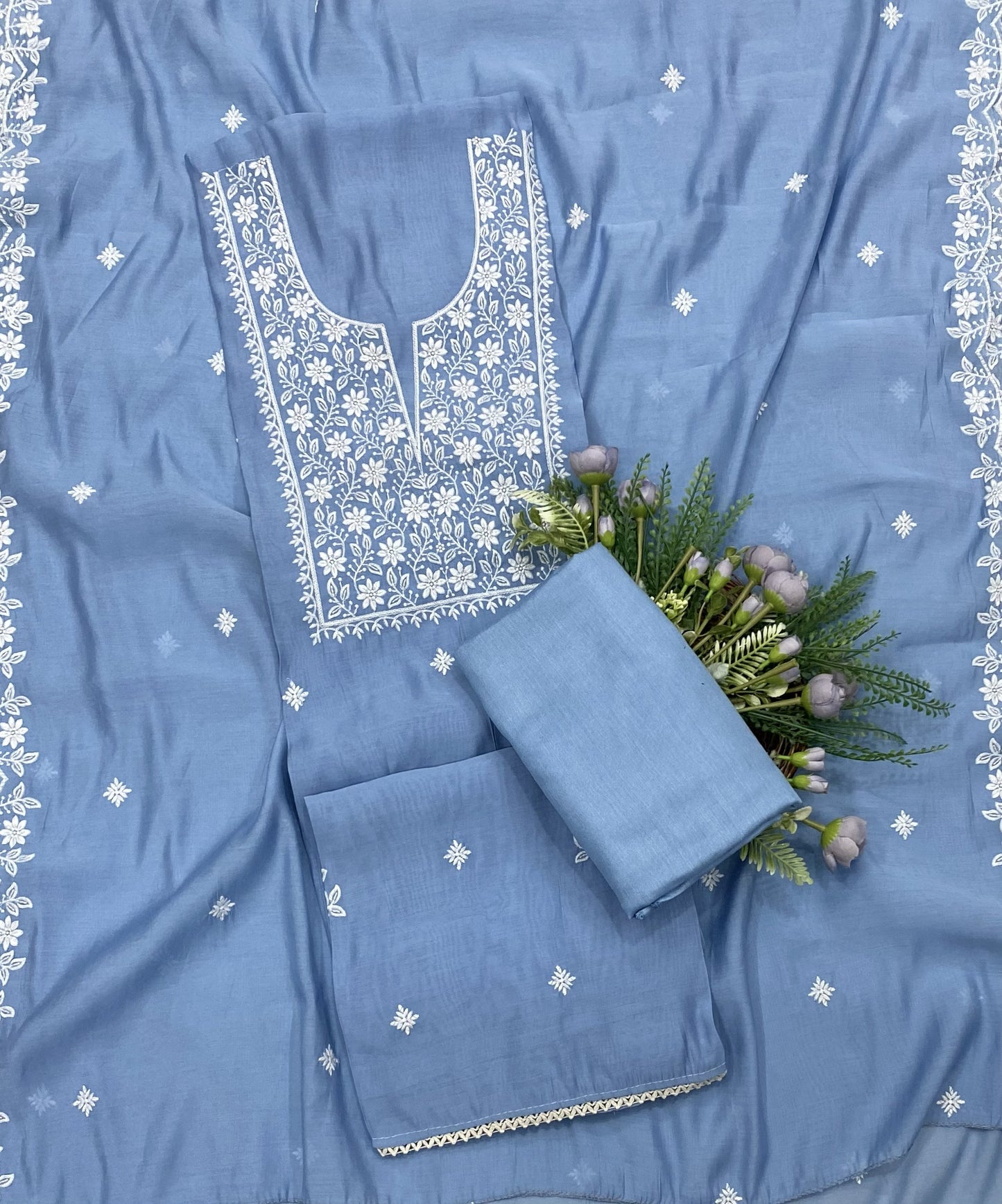 379B Mul Cotton Dark Ice Blue Suit Fabric/ CKC Mul Cotton