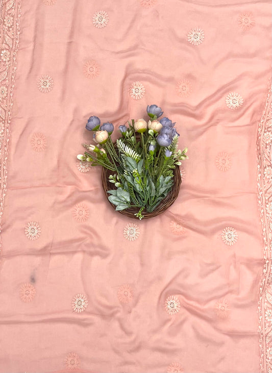 675A Lakhnavi Georgette Dusty Pink Suit Fabric / CKC Lakhnavi Suits