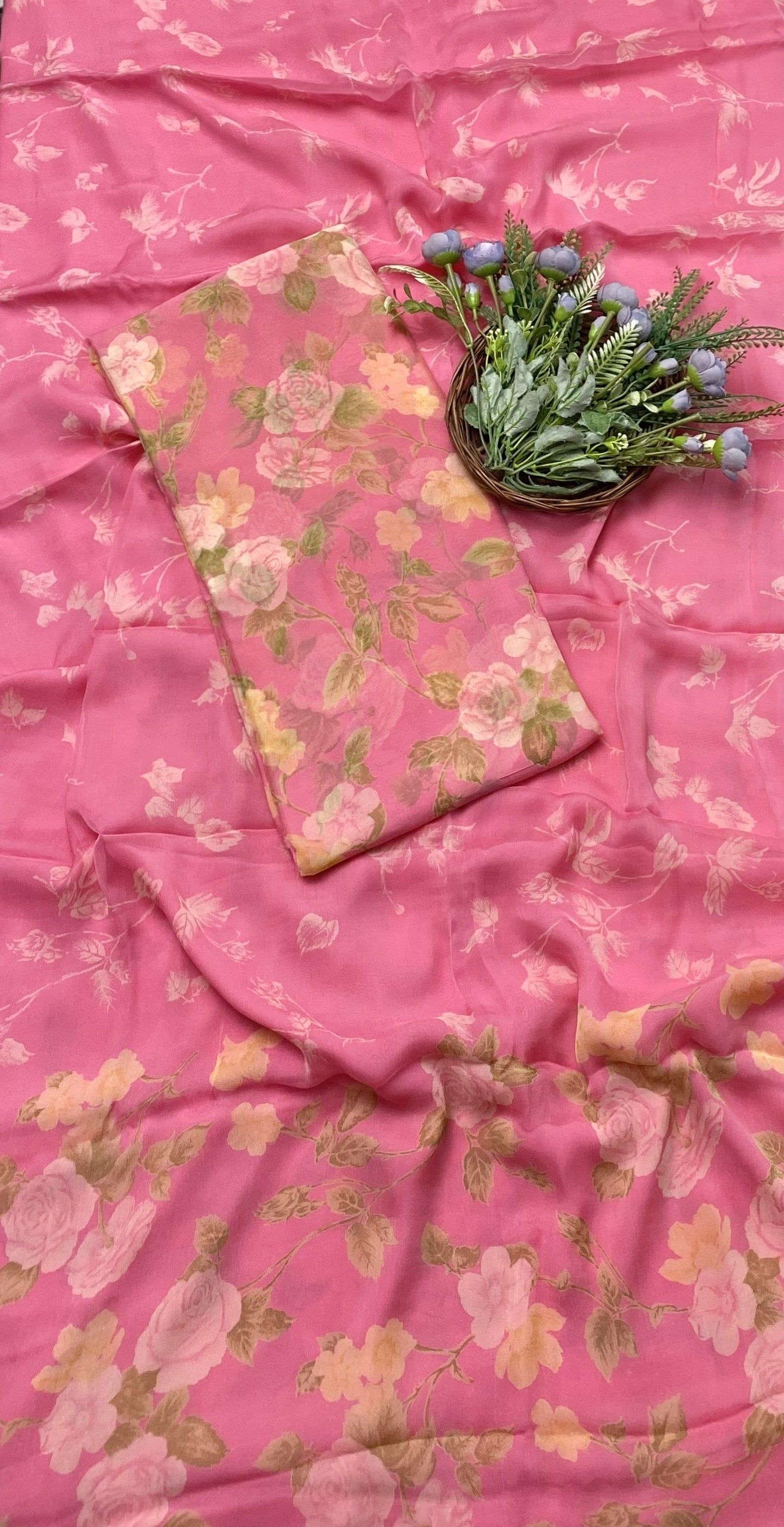 387B Chiffon Pink Suit Fabric / CKC Chiffon Suits