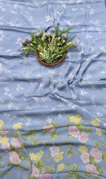 390B Chiffon Ice Blue Suit Fabric / CKC Chiffon Suits