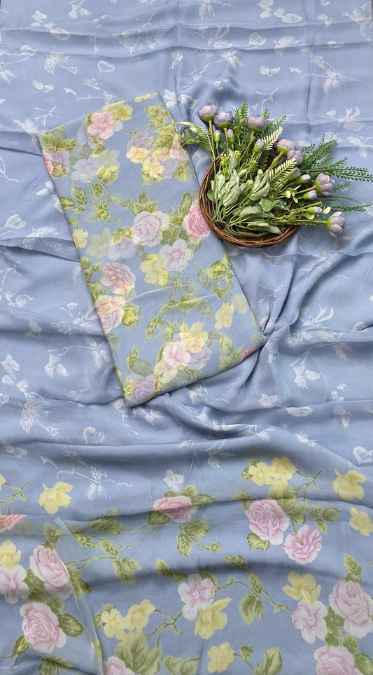 390B Chiffon Ice Blue Suit Fabric / CKC Chiffon Suits