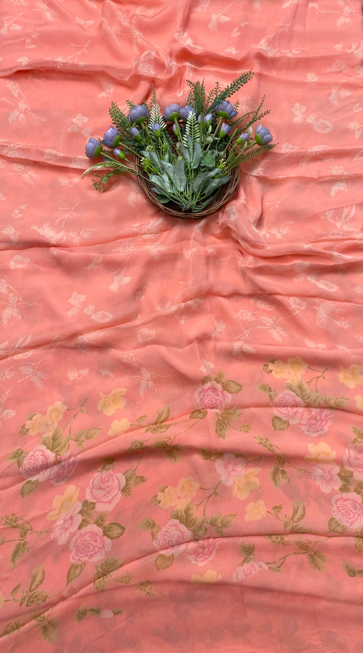 388B Chiffon Peach Suit Fabric / CKC Chiffon Suits