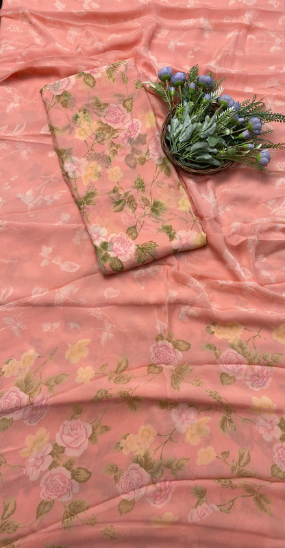 388B Chiffon Peach Suit Fabric / CKC Chiffon Suits