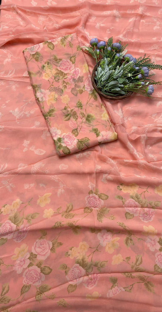 388B Chiffon Peach Suit Fabric / CKC Chiffon Suits