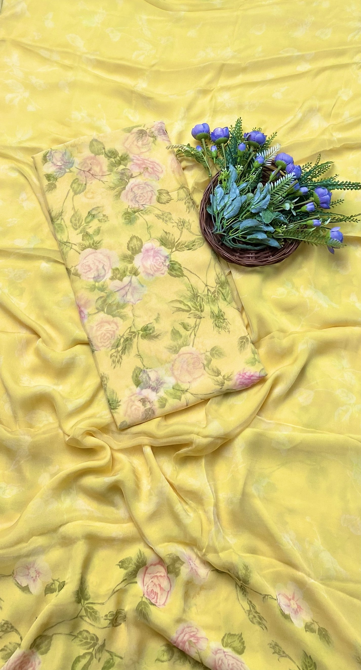 389B Chiffon Yellow Suit Fabric / CKC Chiffon Suits