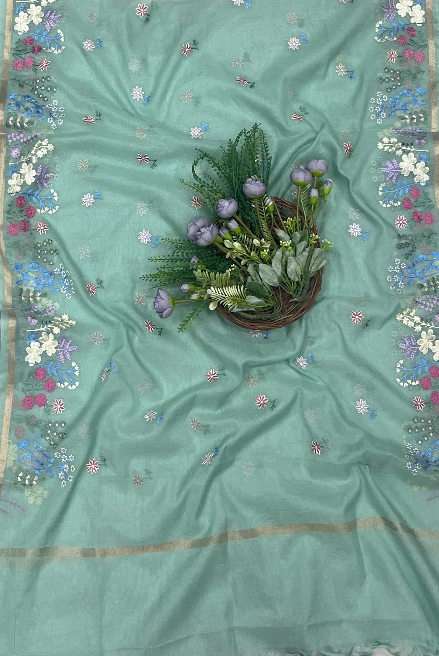 533B Mul Cotton Sea Green suit Fabric / CKC Mul Cotton