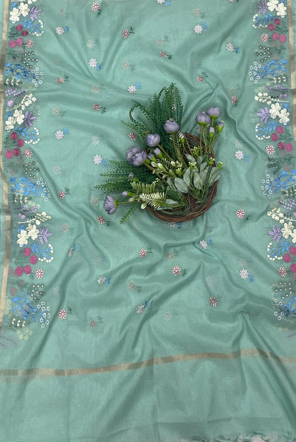 533B Mul Cotton Sea Green suit Fabric / CKC Mul Cotton