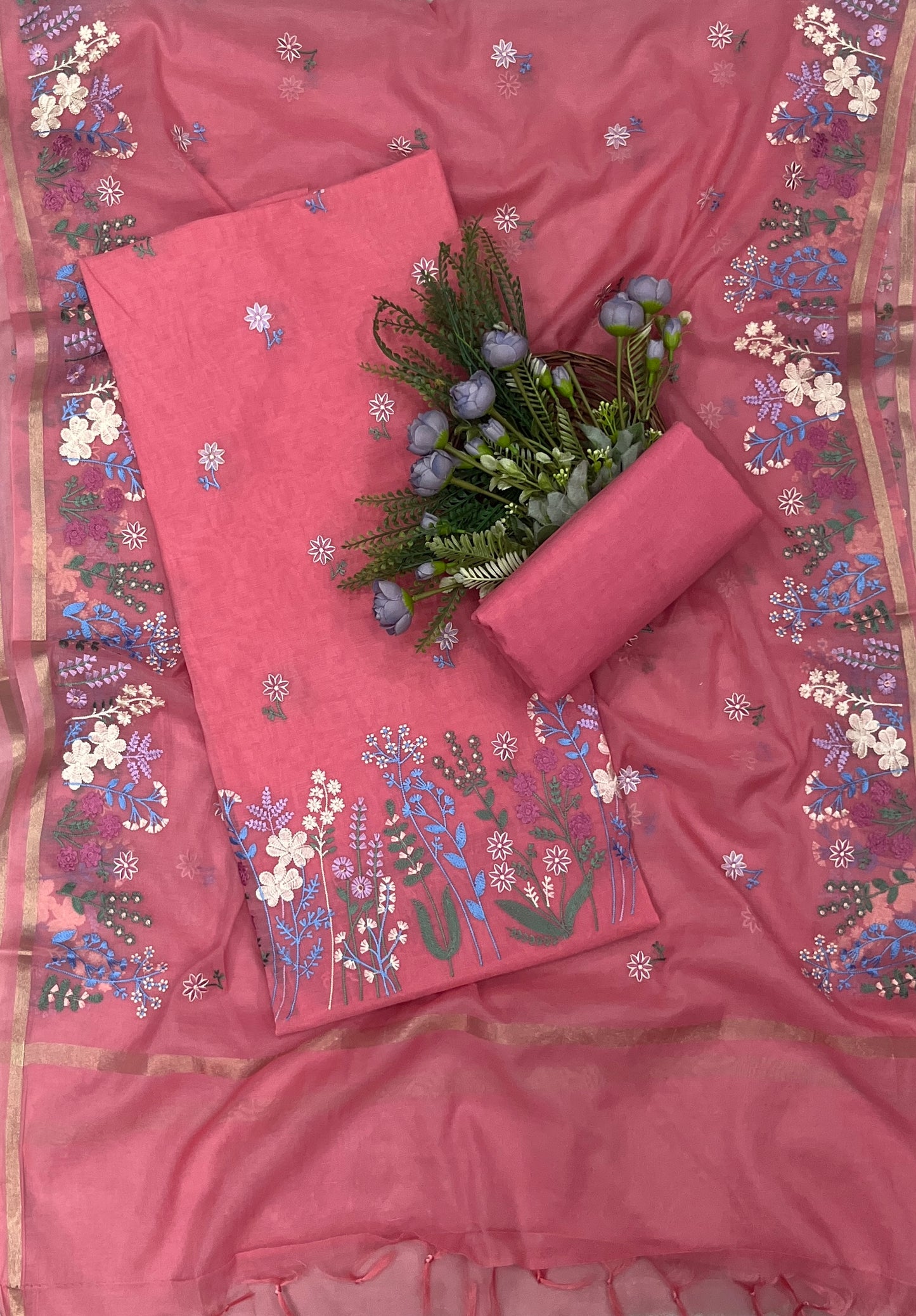 532B Mul Cotton Pink suit Fabric / CKC Mul Cotton