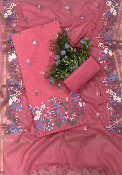 532B Mul Cotton Pink suit Fabric / CKC Mul Cotton