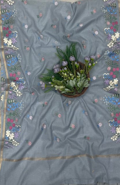 535B Mul Cotton Grey suit Fabric / CKC Mul Cotton