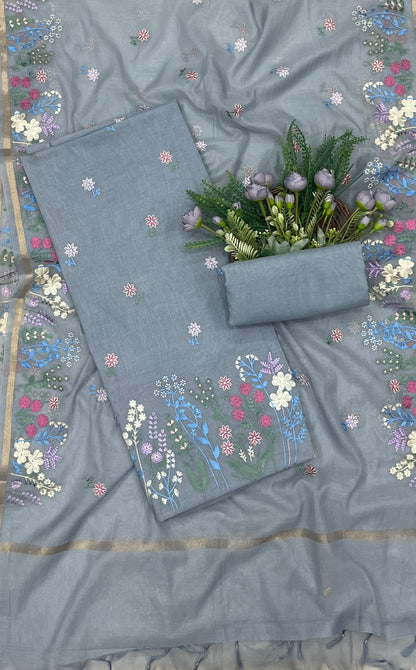 535B Mul Cotton Grey suit Fabric / CKC Mul Cotton