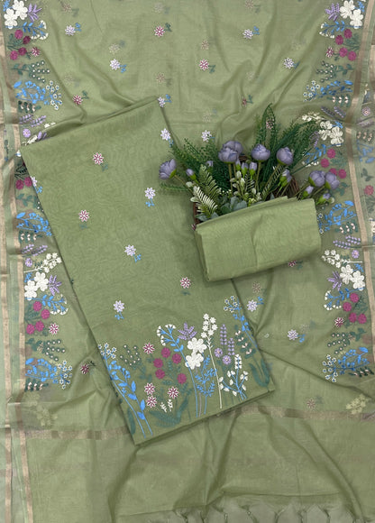536B Mul Cotton Sage Green suit Fabric / CKC Mul Cotton