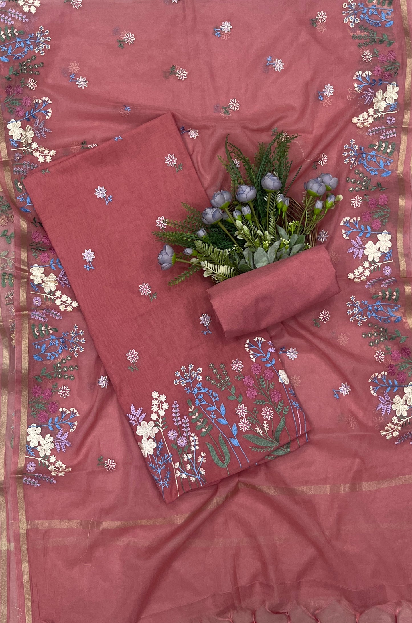534B Mul Cotton Dusty Pink suit Fabric / CKC Mul Cotton