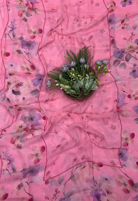 520B Pure Chiffon Pink Suit Fabric / CKC Chiffon Suits