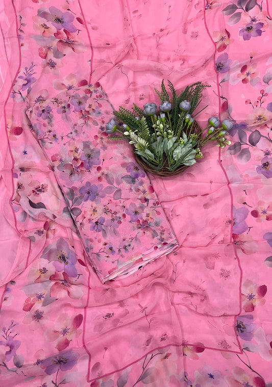 520B Pure Chiffon Pink Suit Fabric / CKC Chiffon Suits
