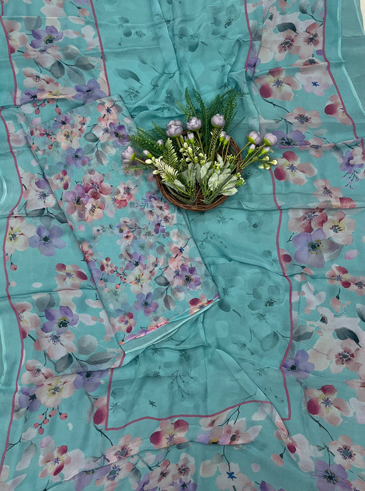 521B Pure Chiffon Sea Blue Suit Fabric / CKC Chiffon Suits
