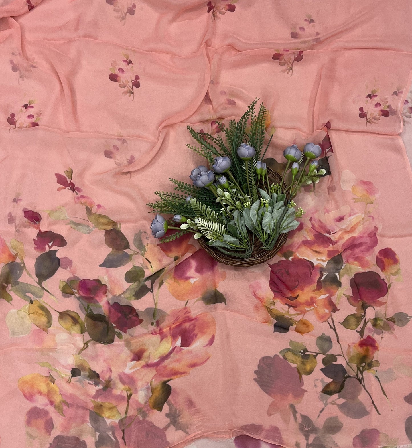 523B Pure Chiffon Peach Suit Fabric / CKC Chiffon Suits