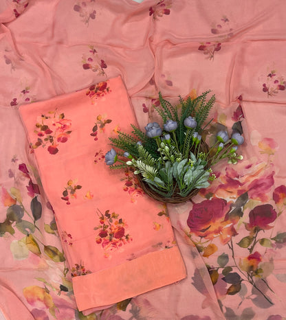 523B Pure Chiffon Peach Suit Fabric / CKC Chiffon Suits