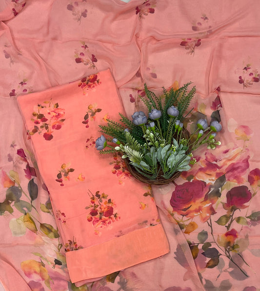 523B Pure Chiffon Peach Suit Fabric / CKC Chiffon Suits