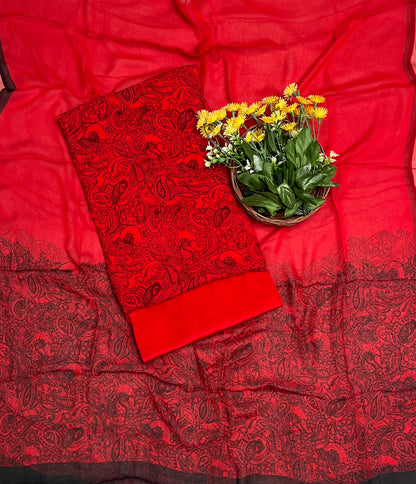 201 Georgette Red Suit Fabric / CKC Georgette Suits
